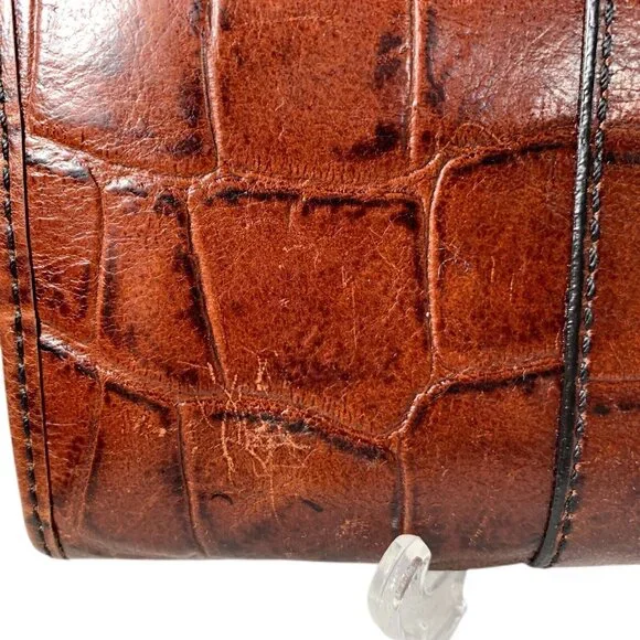 Vtg Fossil Croc Embossed Leather Wallet Clutch Metal Close Multiple pockets - Picture 11 of 12